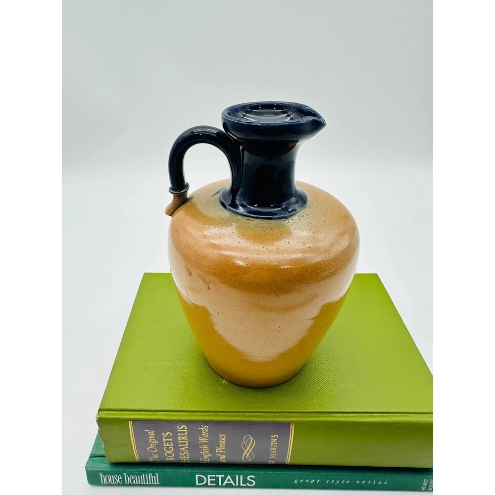 Royal Doulton 4894 Antique Stoneware Whiskey Jug Cobalt Blue Tan Salt Glaze